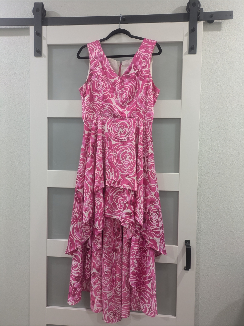 Pink Floral High-Low Dress - Sleeveless V-Neck